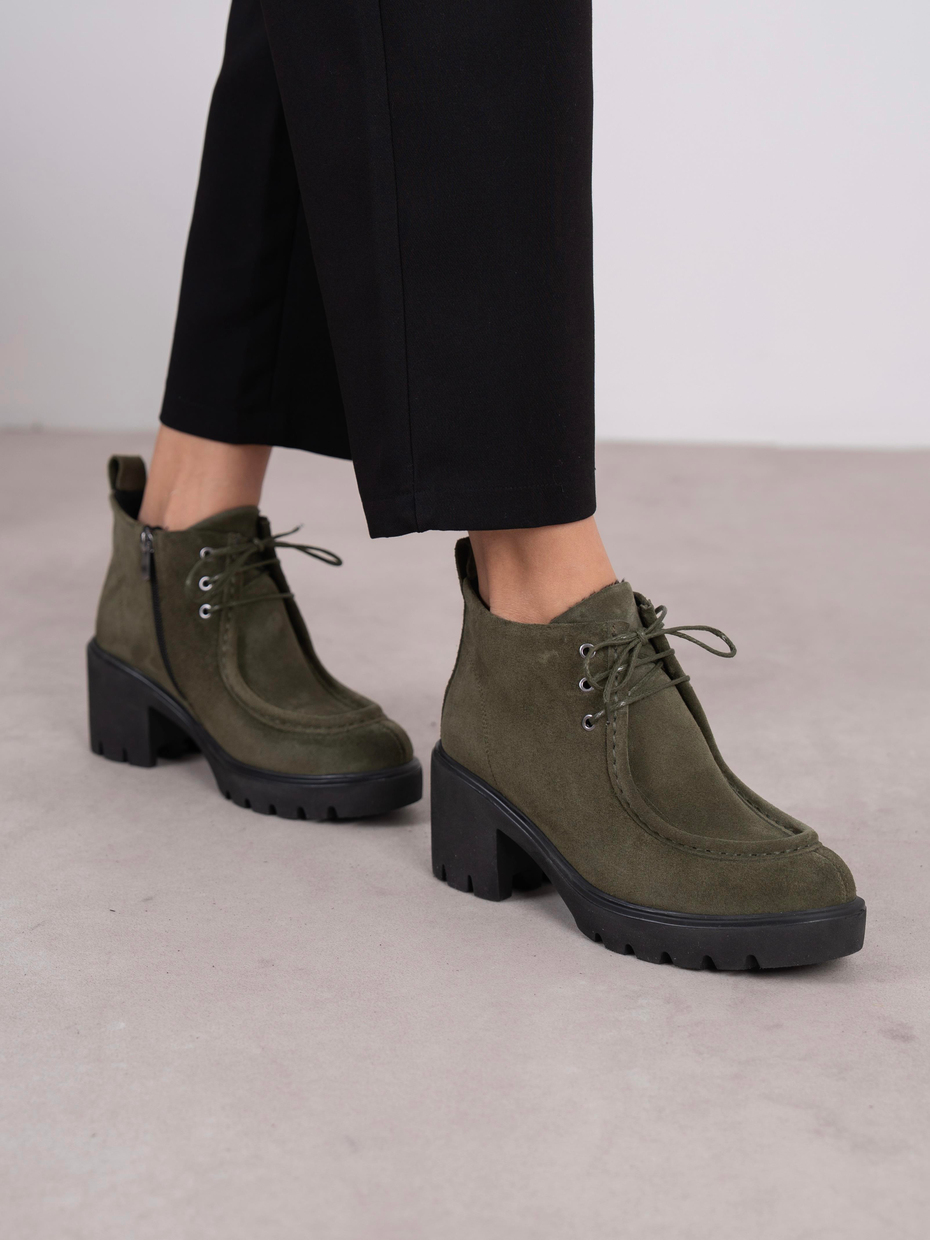 Arwen Haki Süet Hakiki Deri Kadın Bot