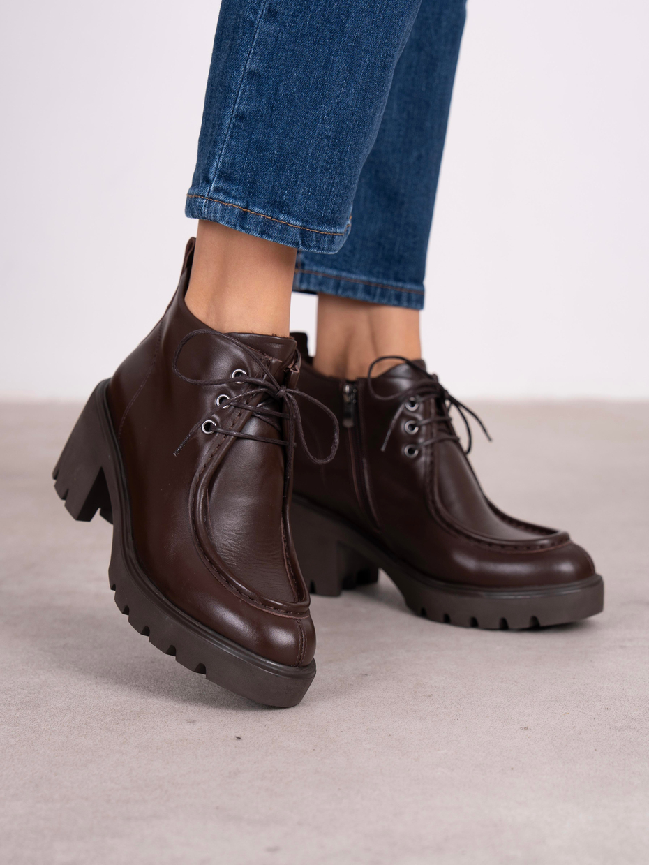 Arwen Kahve Hakiki Deri Kadın Bot