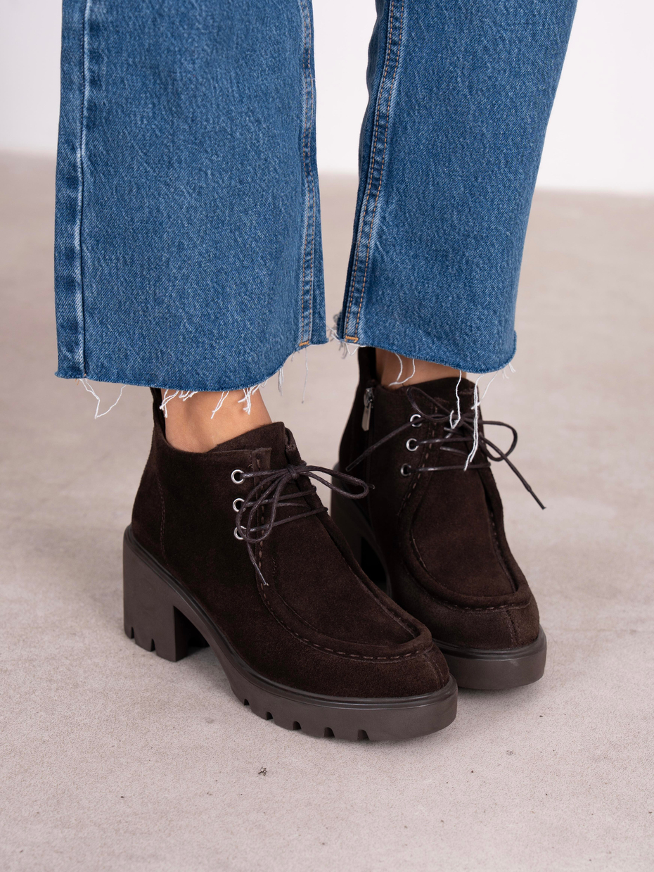 Arwen Kahve Süet Hakiki Deri Kadın Bot