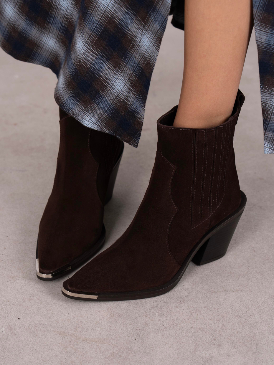 Asron Kahve Süet Hakiki Deri Kadın Bot