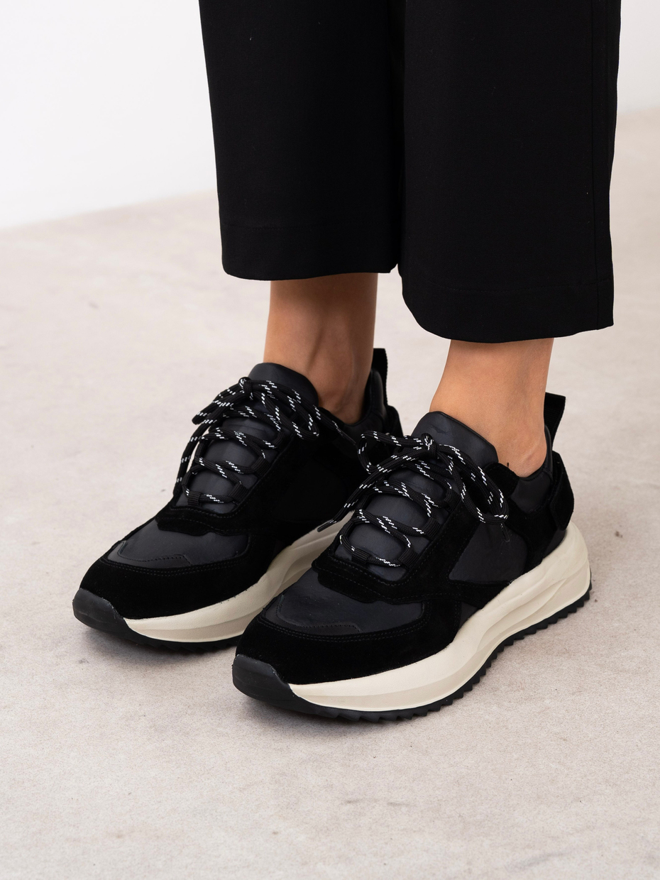Aswill Siyah Süet Hakiki Deri Kadın Spor Ayakkabı