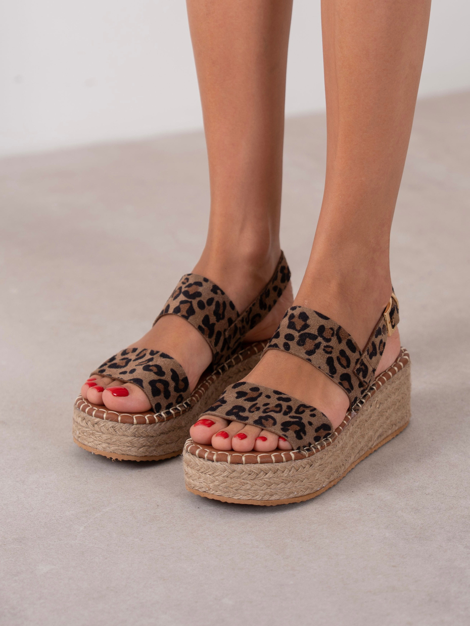 Atlanta Leopar Hakiki Deri Kadın Sandalet