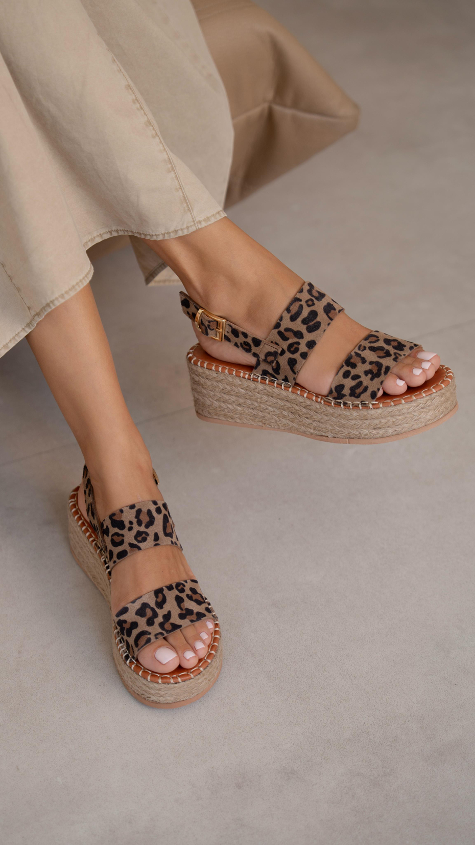 Atlanta Leopar   Hakiki Deri   Sandalet