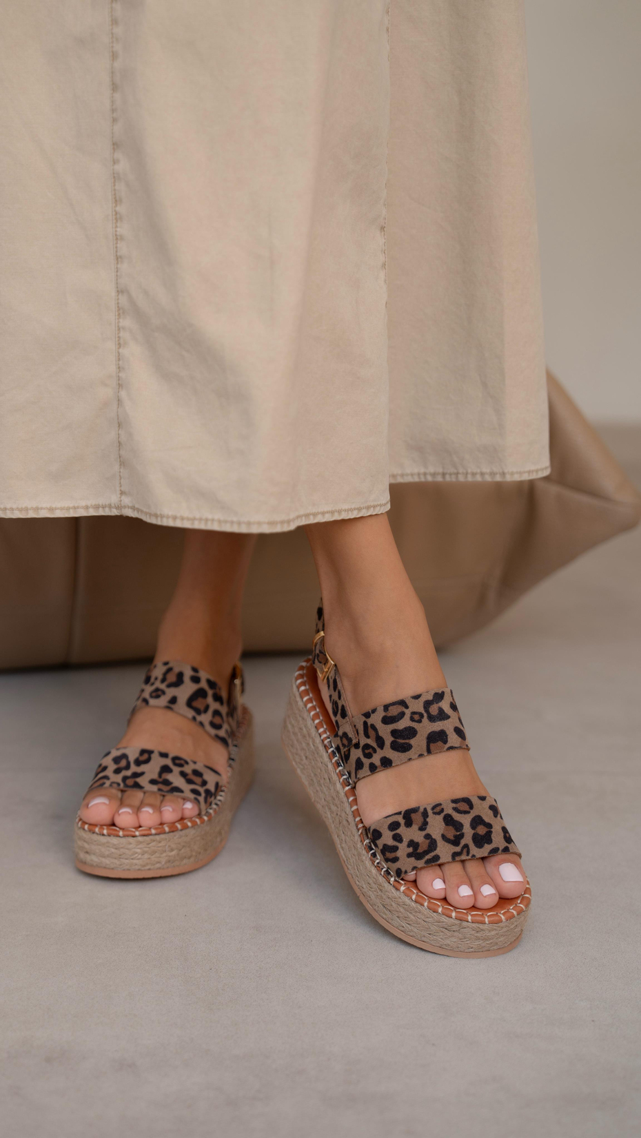 Atlanta Leopar   Hakiki Deri   Sandalet