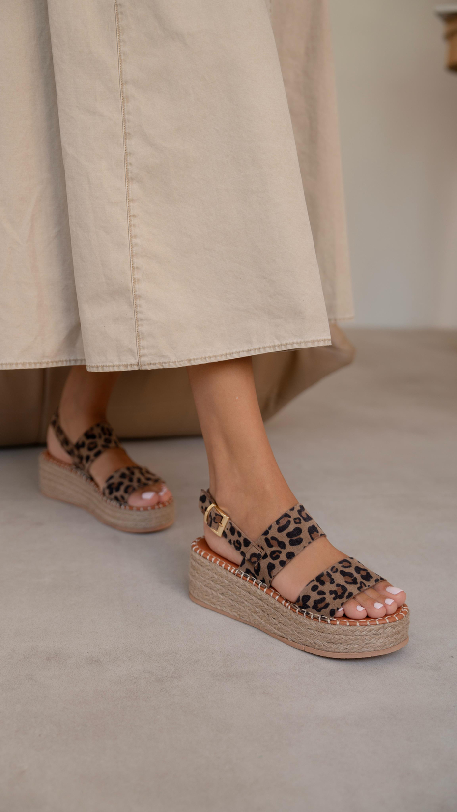 Atlanta Leopar   Hakiki Deri   Sandalet