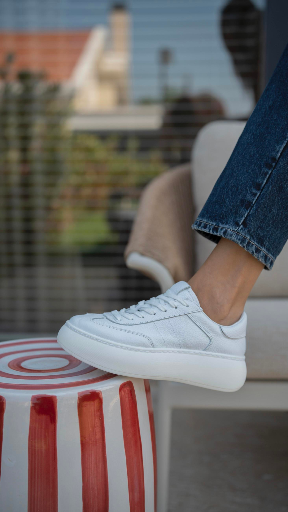 Baena Beyaz   Hakiki Deri Kadın   Spor Ayakkabı