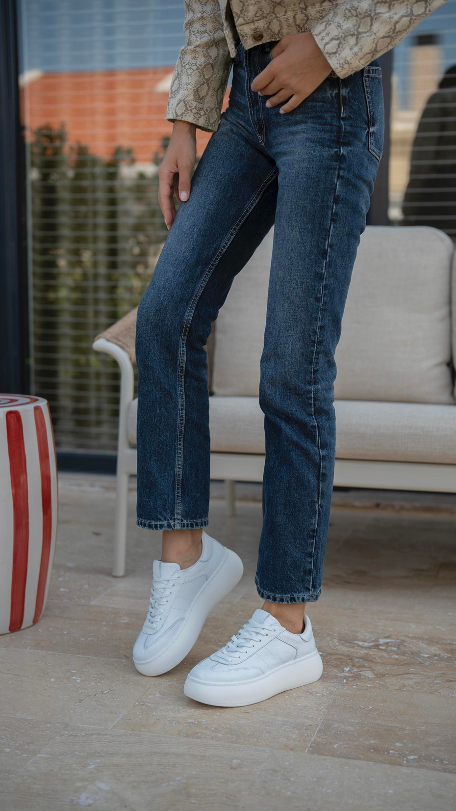 Baena Beyaz   Hakiki Deri Kadın   Spor Ayakkabı