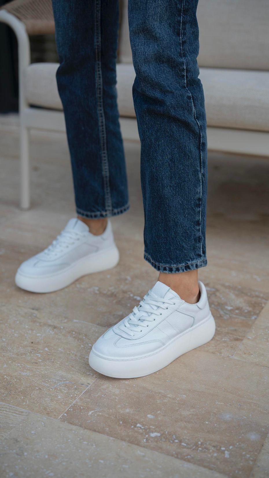 Baena Beyaz   Hakiki Deri Kadın   Spor Ayakkabı