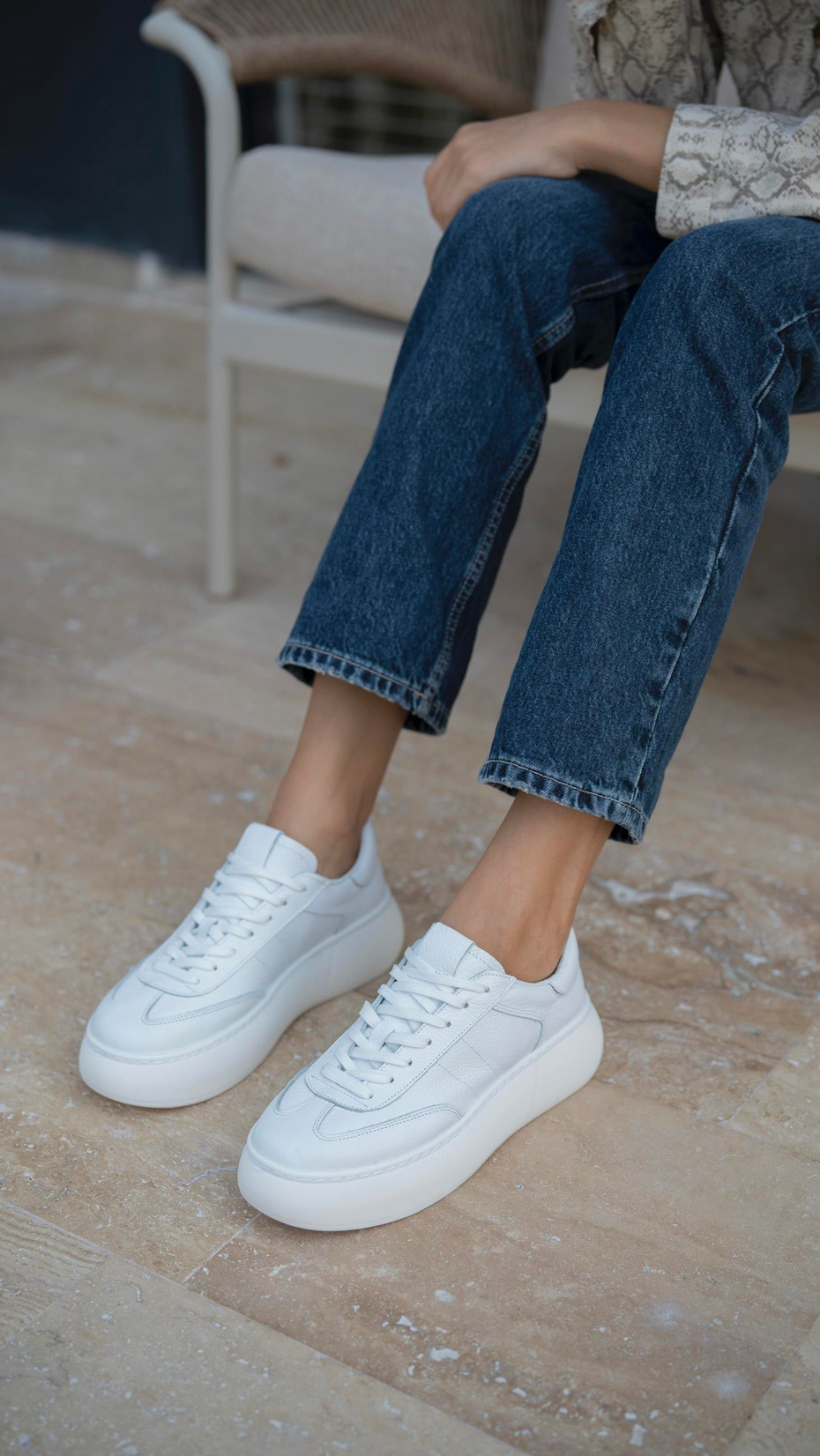 Baena Beyaz   Hakiki Deri Kadın   Spor Ayakkabı