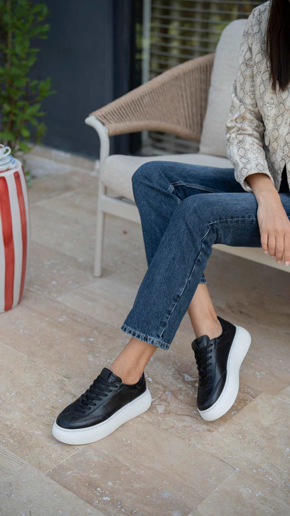 Baena Siyah   Hakiki Deri Kadın   Spor Ayakkabı