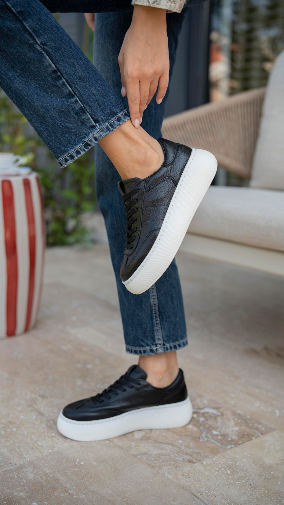 Baena Siyah   Hakiki Deri Kadın   Spor Ayakkabı