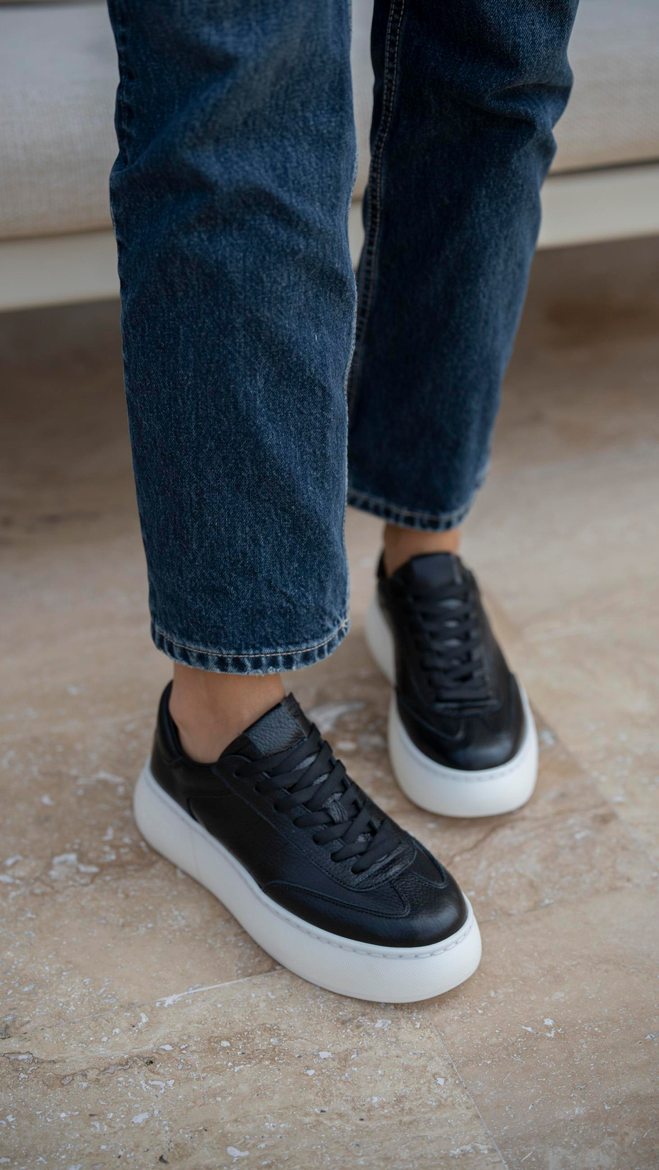 Baena Siyah   Hakiki Deri Kadın   Spor Ayakkabı