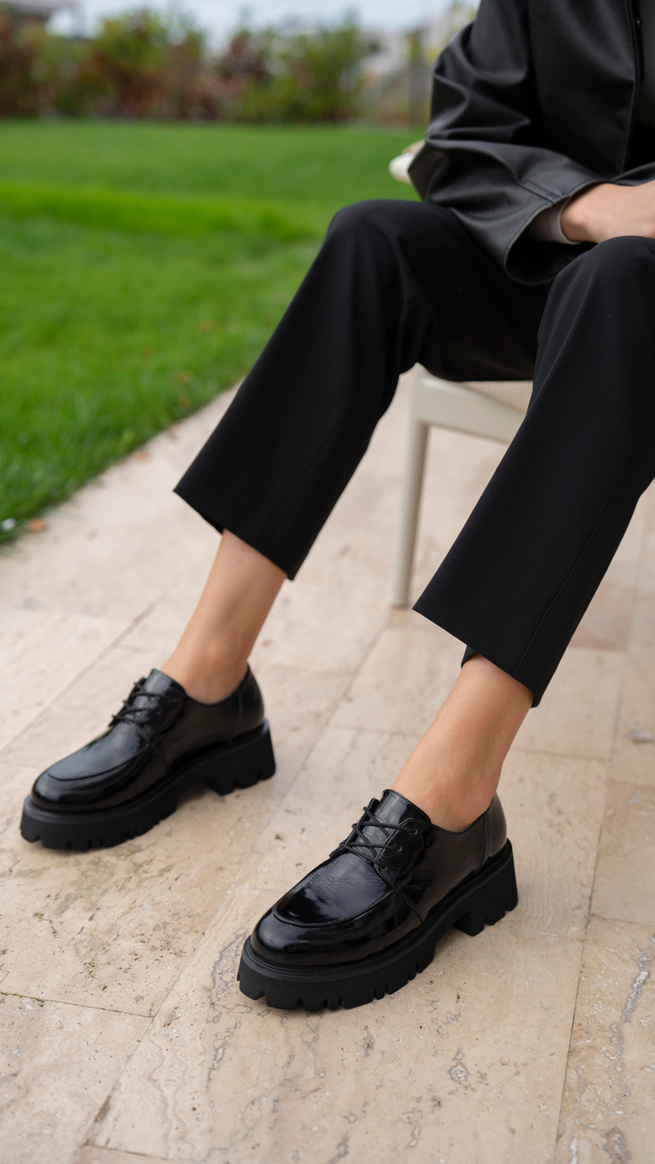 Bella Siyah Rugan   Hakiki Deri Kadın   Makosen Ayakkabı