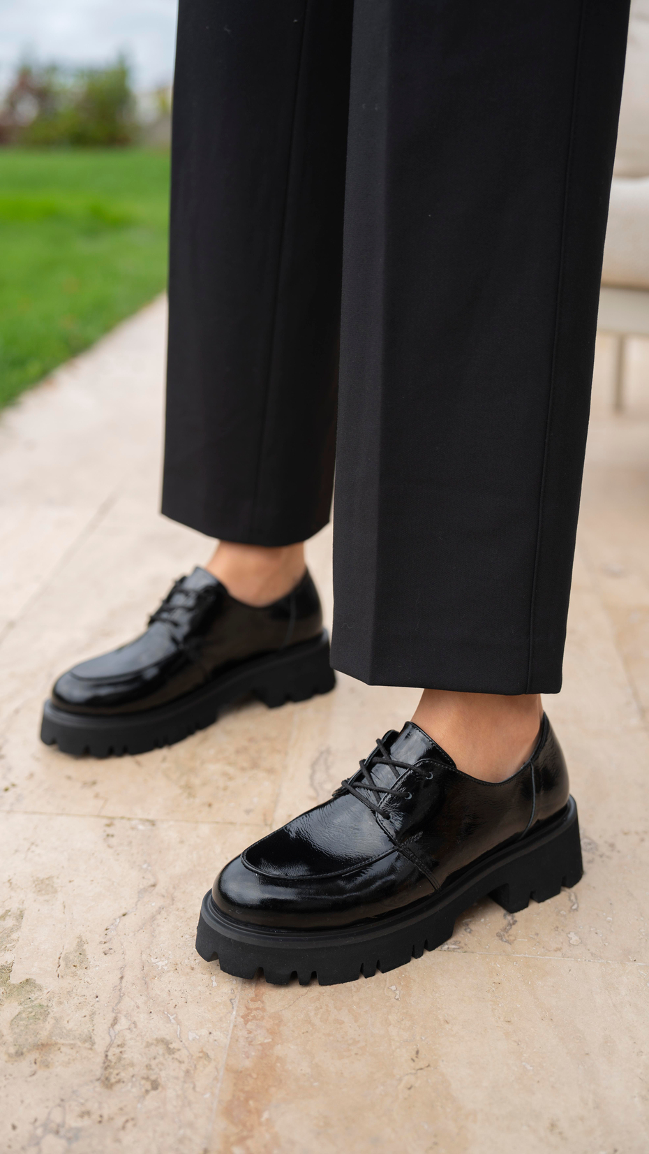 Bella Siyah Rugan   Hakiki Deri Kadın   Makosen Ayakkabı