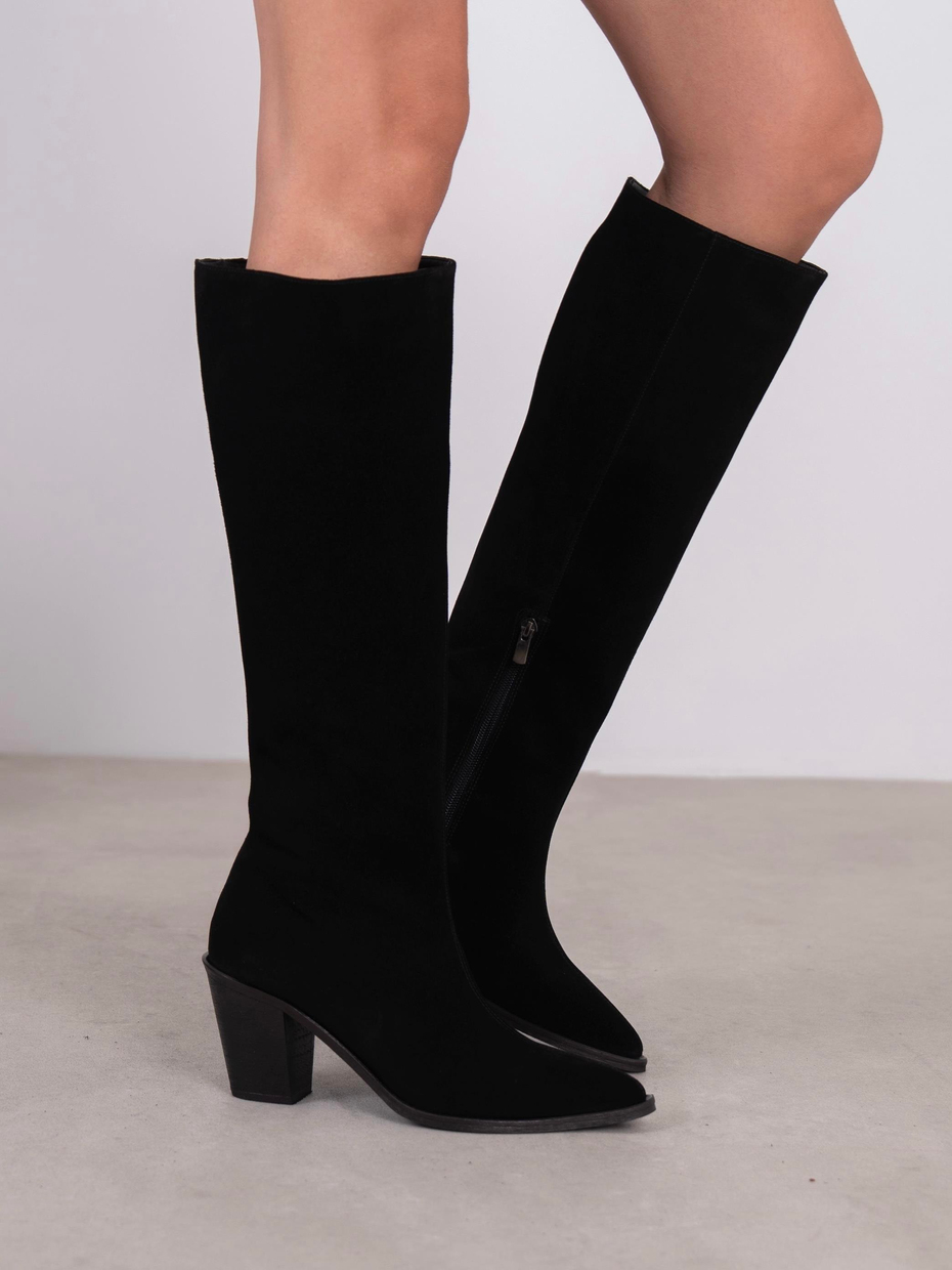 Bjorn Siyah Süet Hakiki Deri Kadın Çizme