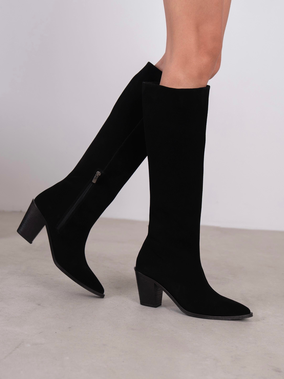 Bjorn Siyah Süet Hakiki Deri Kadın Çizme