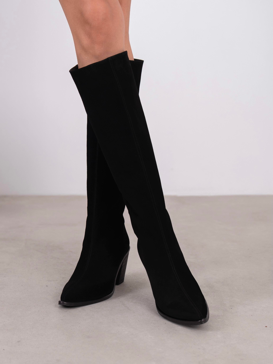 Bjorn Siyah Süet Hakiki Deri Kadın Çizme