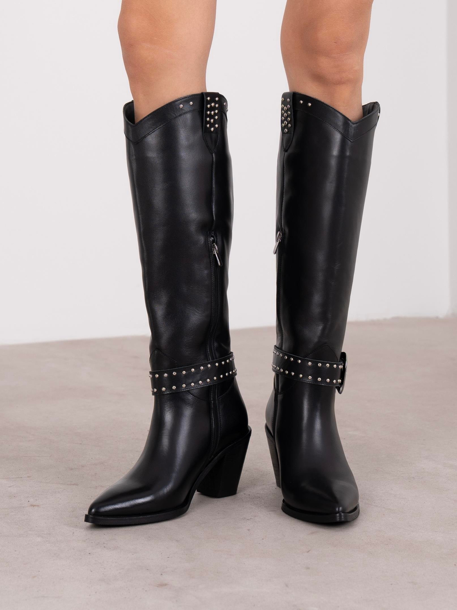 Bola Siyah Hakiki Deri Kadın Çizme