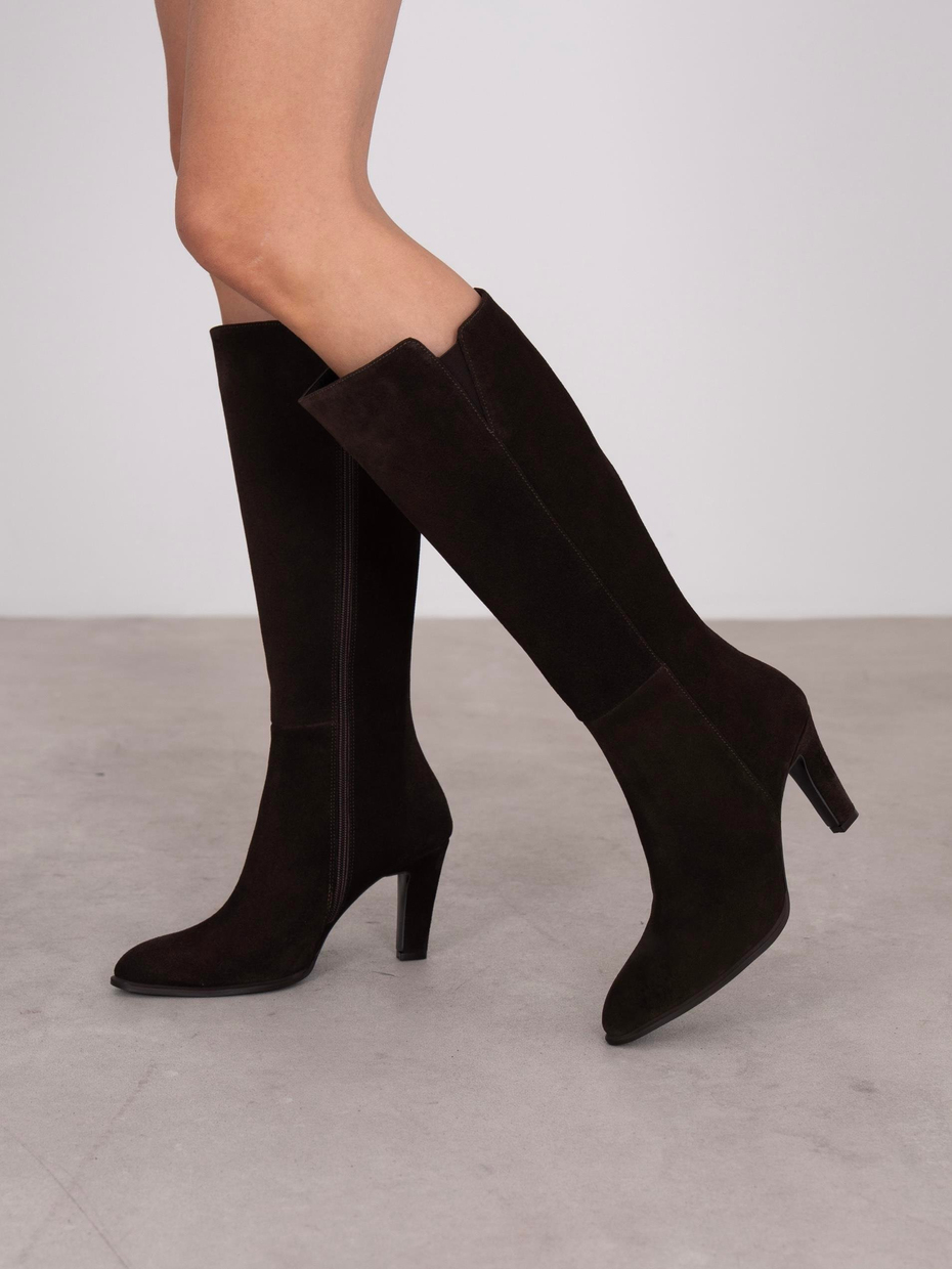 Bowie Kahve Süet Hakiki Deri Kadın Çizme