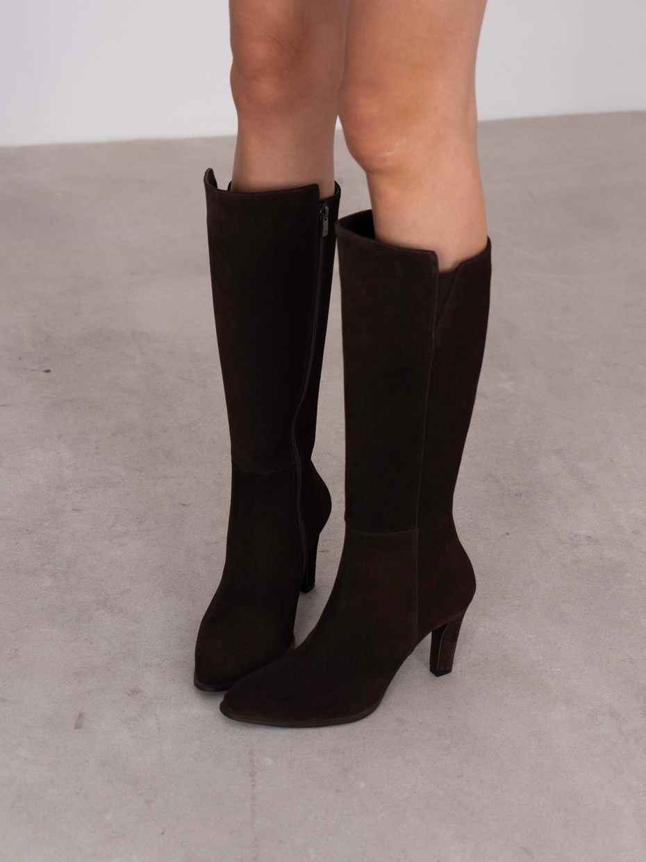 Bowie Kahve Süet Hakiki Deri Kadın Çizme