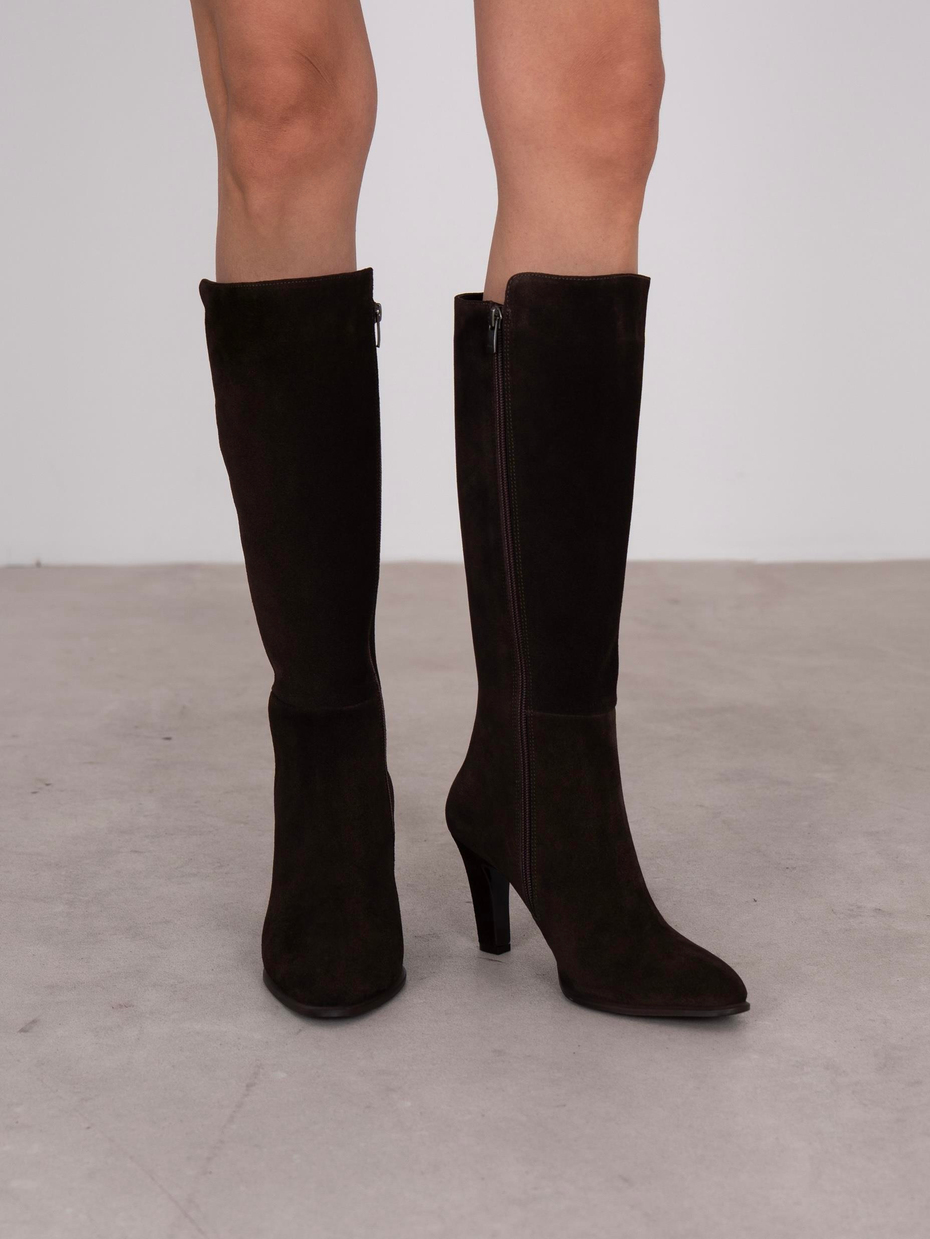 Bowie Kahve Süet Hakiki Deri Kadın Çizme