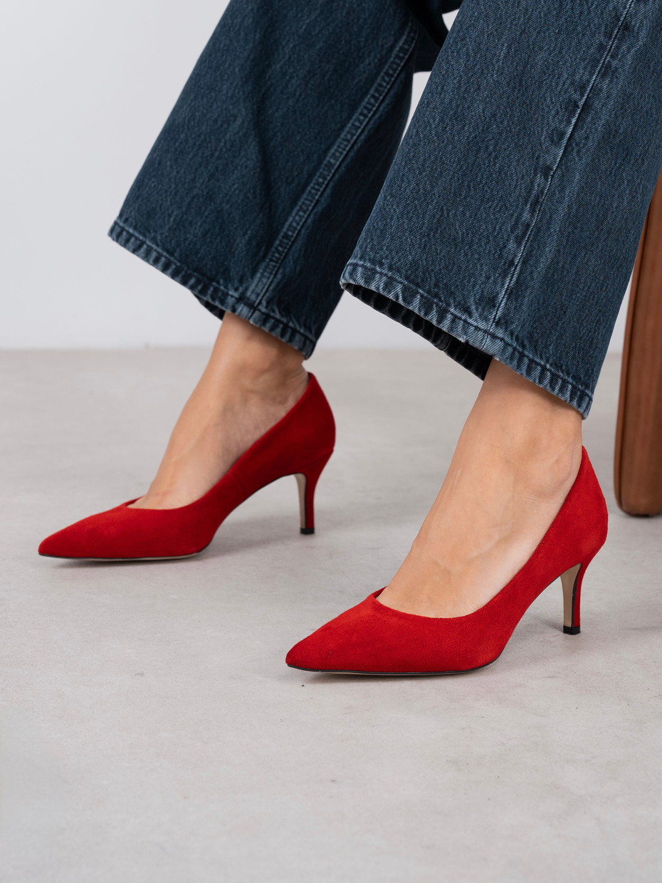 Brant Kırmızı Süet Hakiki Deri Kadın Stiletto