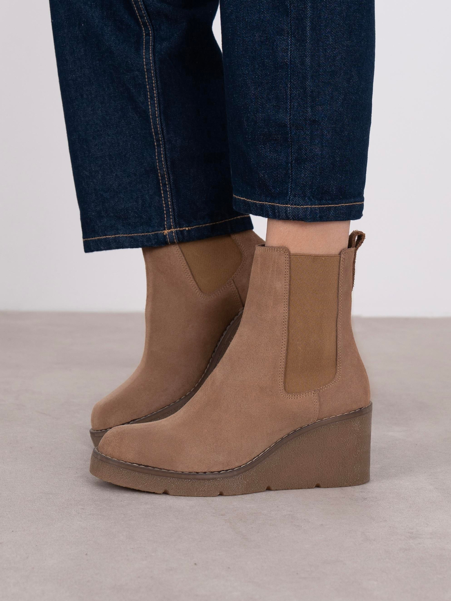 Cajsa Camel Süet Hakiki Deri Kadın Bot