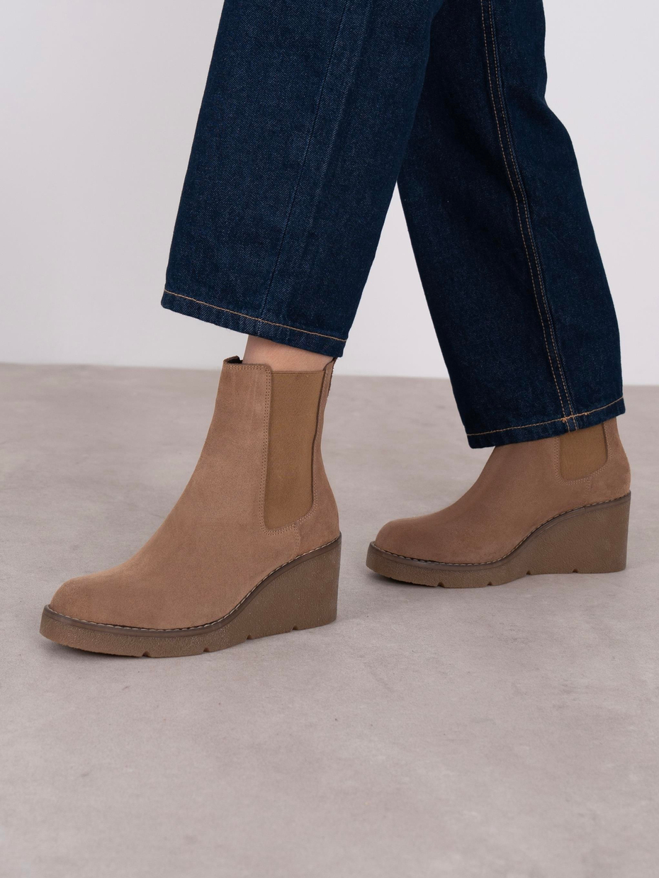 Cajsa Camel Süet Hakiki Deri Kadın Bot