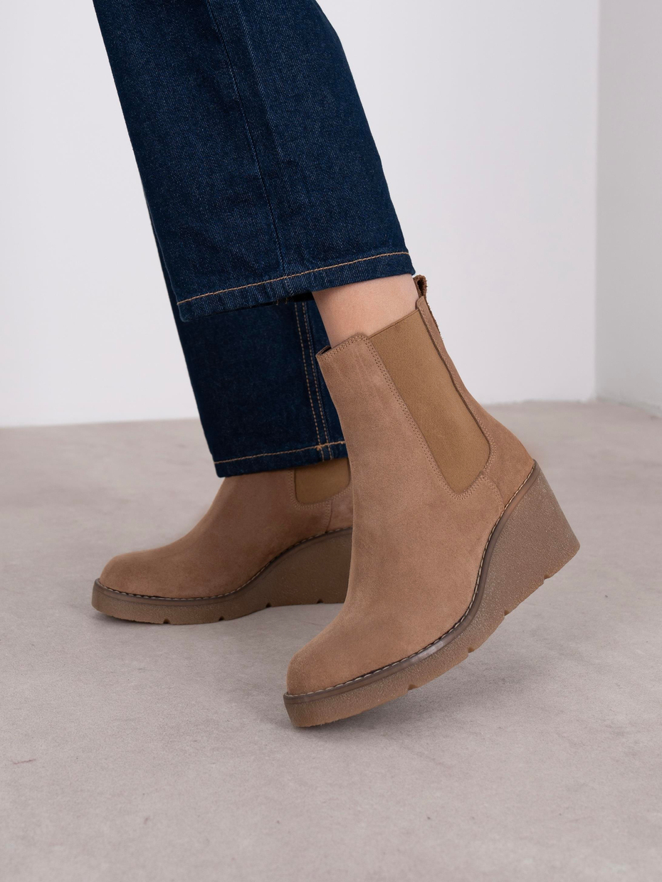 Cajsa Camel Süet Hakiki Deri Kadın Bot