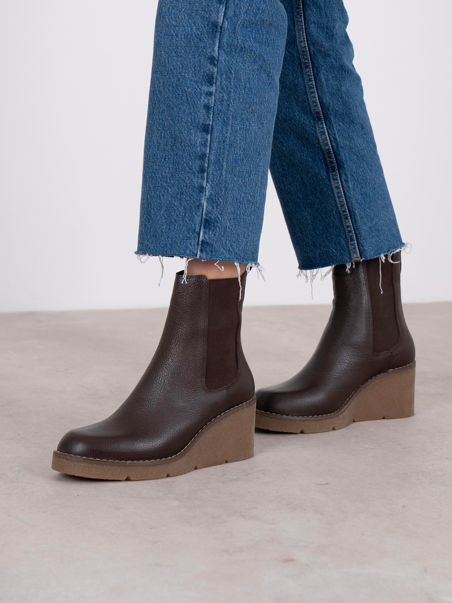 Cajsa Kahve Hakiki Deri Kadın Bot