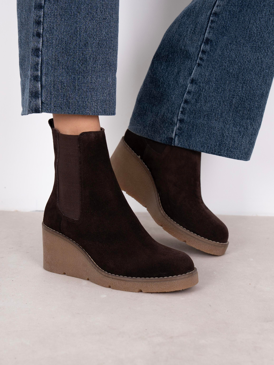 Cajsa Kahve Süet Hakiki Deri Kadın Bot