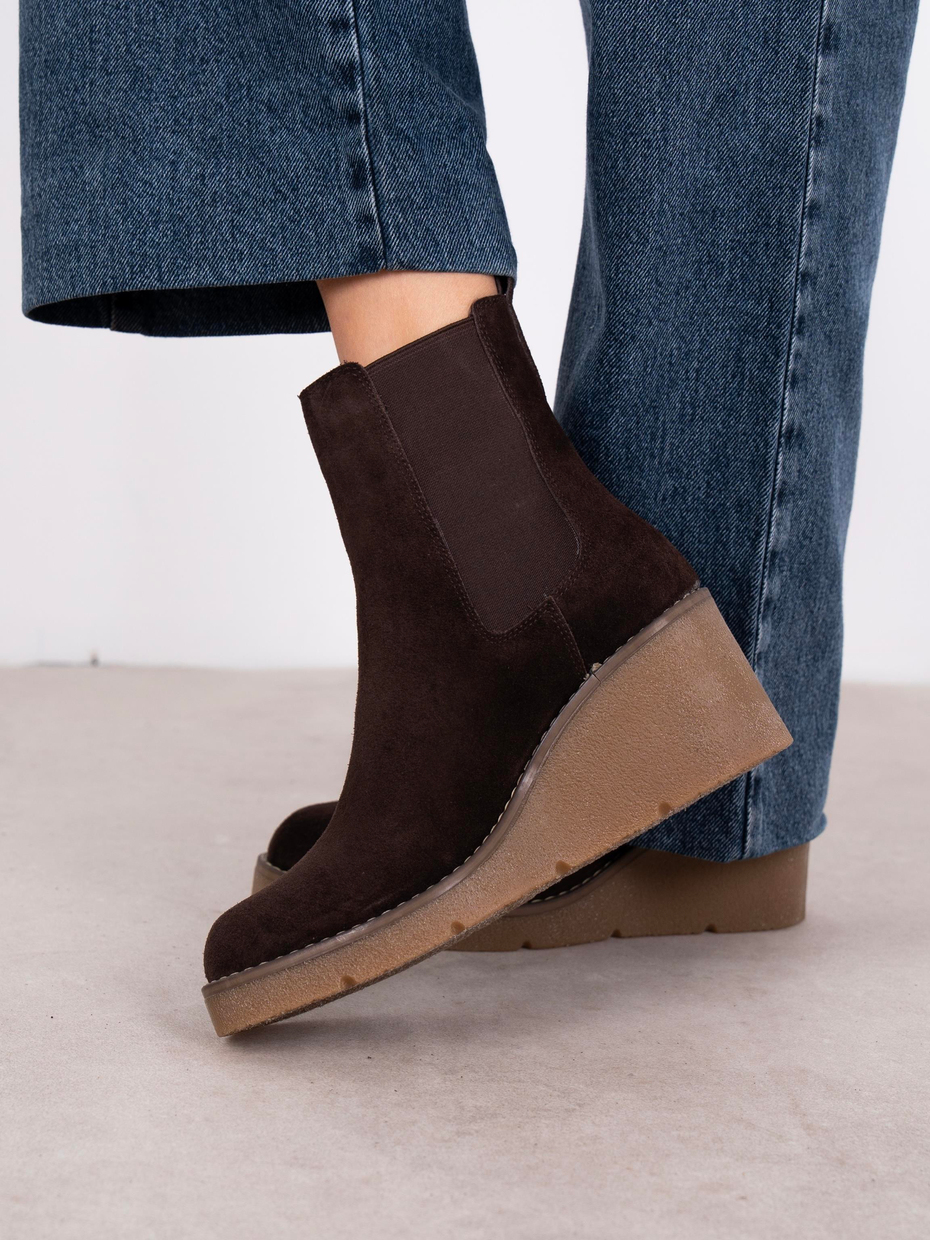 Cajsa Kahve Süet Hakiki Deri Kadın Bot