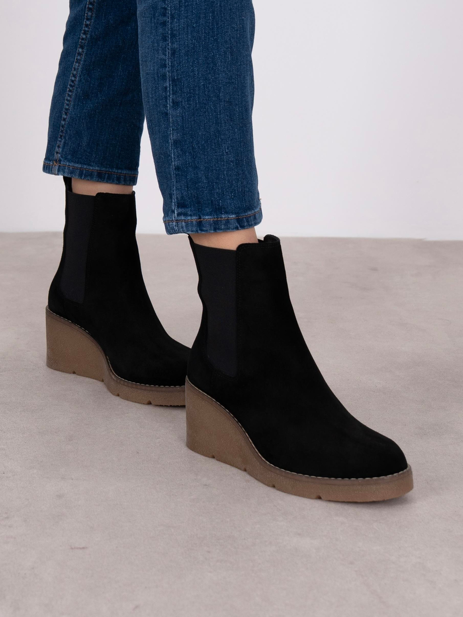 Cajsa Siyah Süet Hakiki Deri Kadın Bot