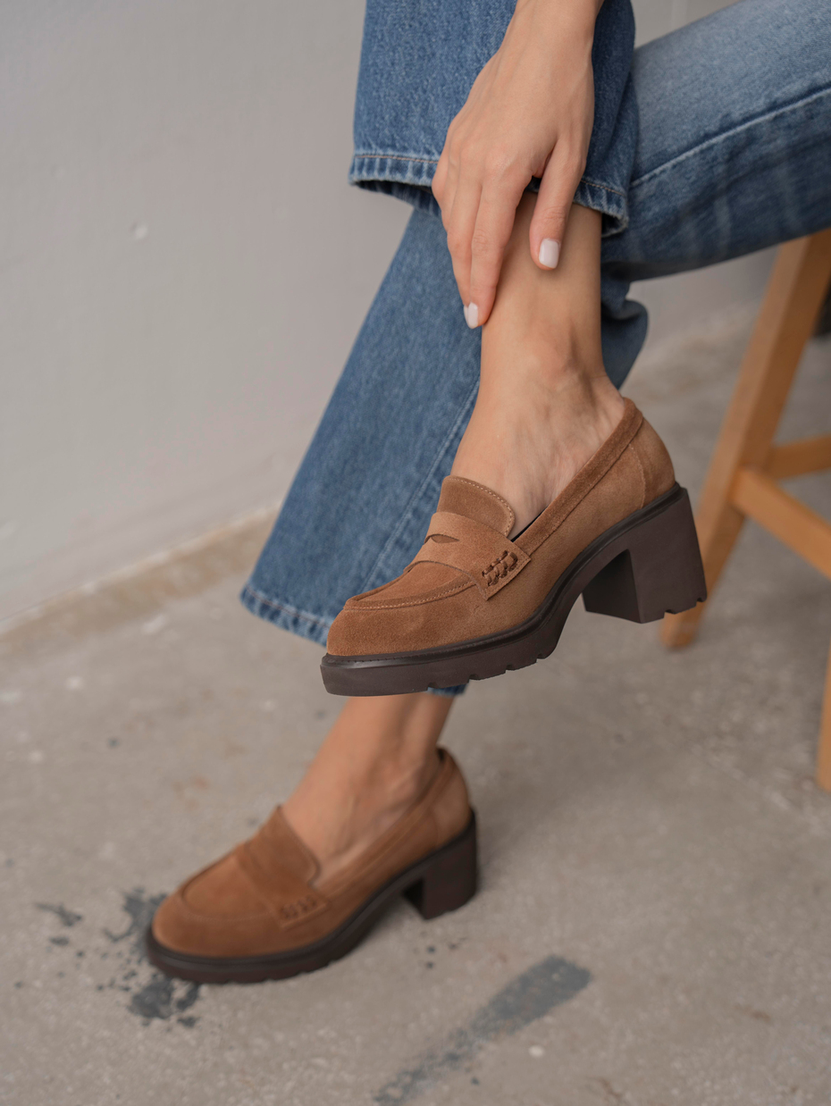 Caly Camel Süet Hakiki Deri Kadın Makosen Ayakkabı