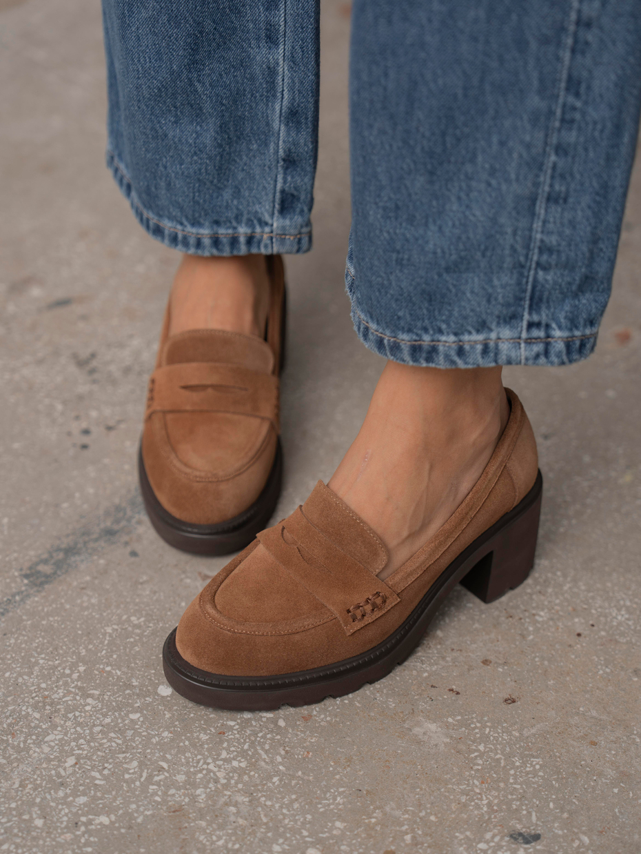 Caly Camel Süet Hakiki Deri Kadın Makosen Ayakkabı