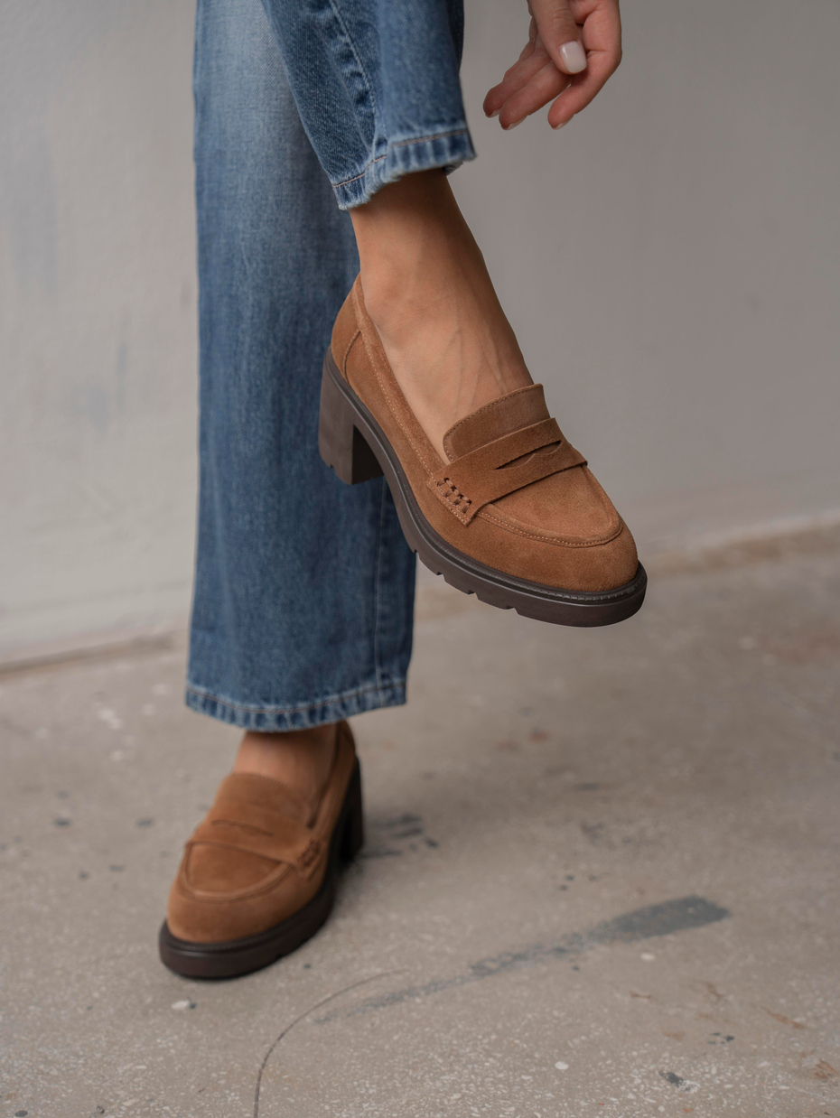 Caly Camel Süet Hakiki Deri Kadın Makosen Ayakkabı