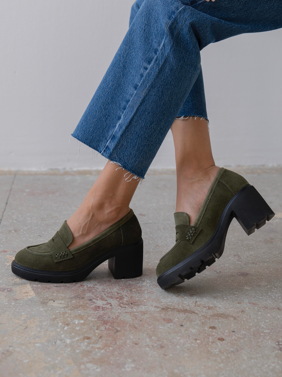 Caly Haki Süet Hakiki Deri Kadın Makosen Ayakkabı