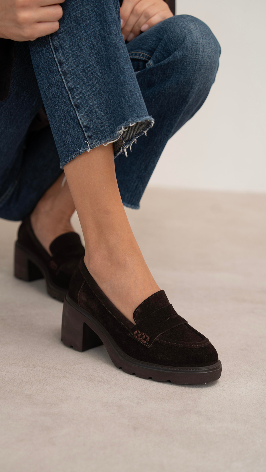 Caly Kahve Süet Hakiki Deri Kadın Makosen Ayakkabı