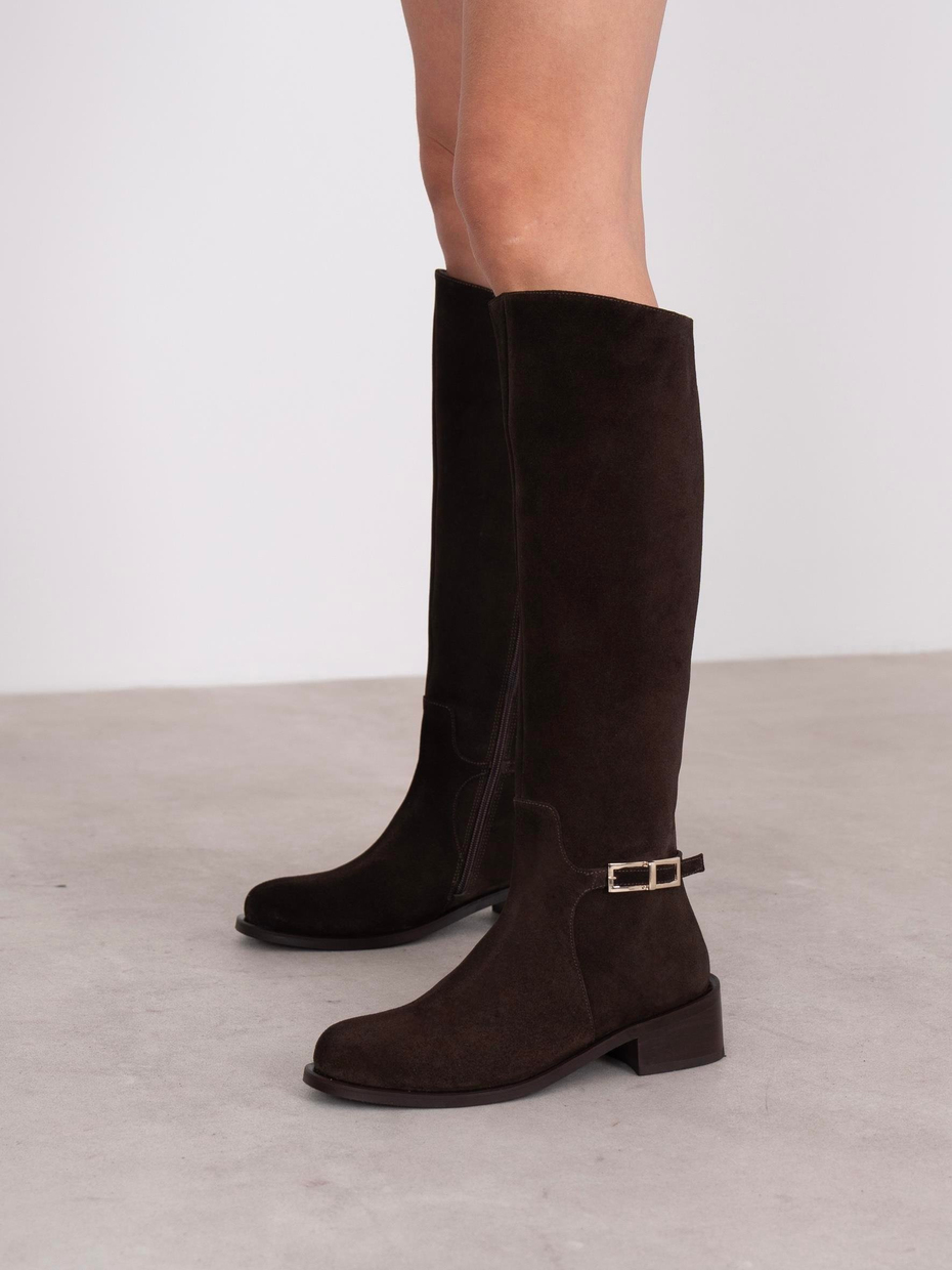 Chipo Kahve Süet Hakiki Deri Kadın Çizme