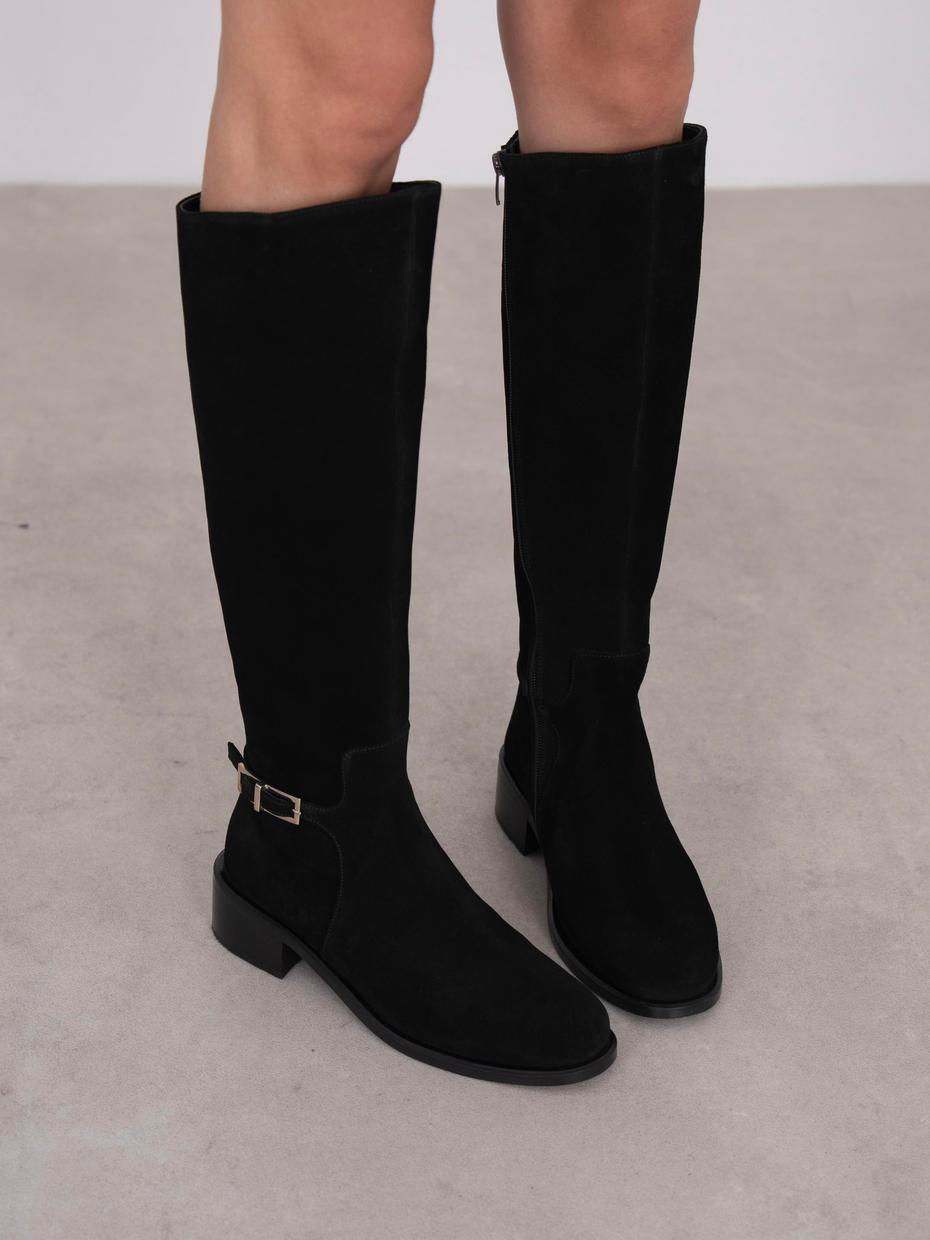 Chipo Siyah Süet Hakiki Deri Kadın Çizme