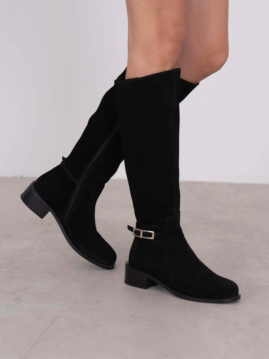 Chipo Siyah Süet Hakiki Deri Kadın Çizme