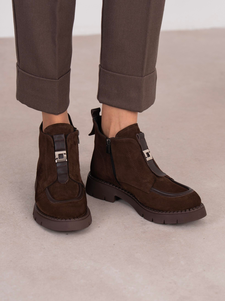 Clev Kahve Süet Hakiki Deri Kadın Bot