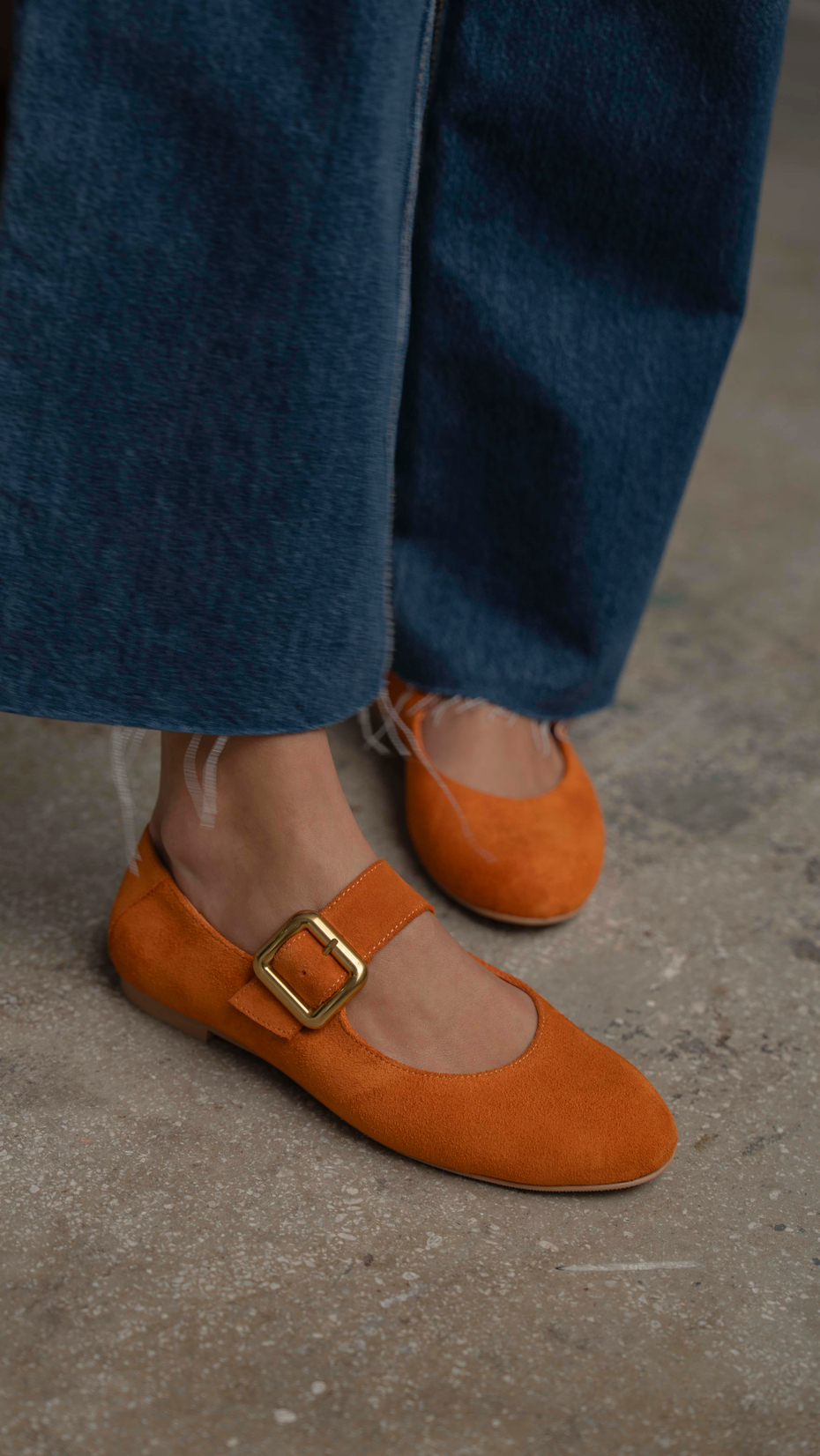 Coala Turuncu Süet   Hakiki Deri   Babet