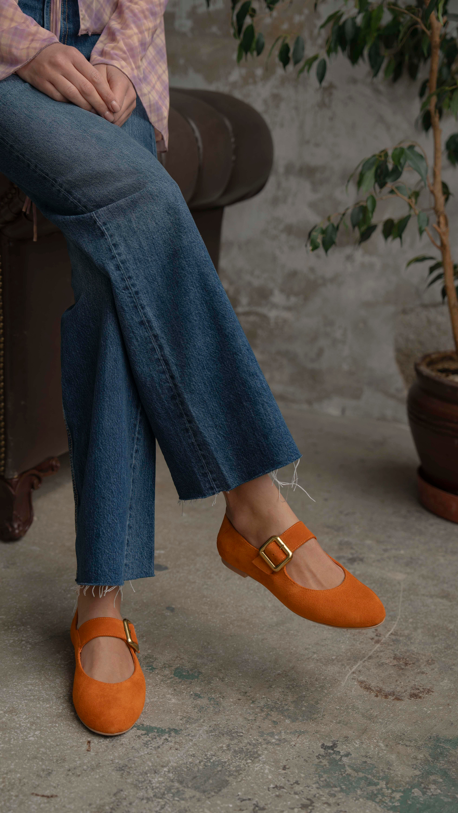 Coala Turuncu Süet   Hakiki Deri   Babet