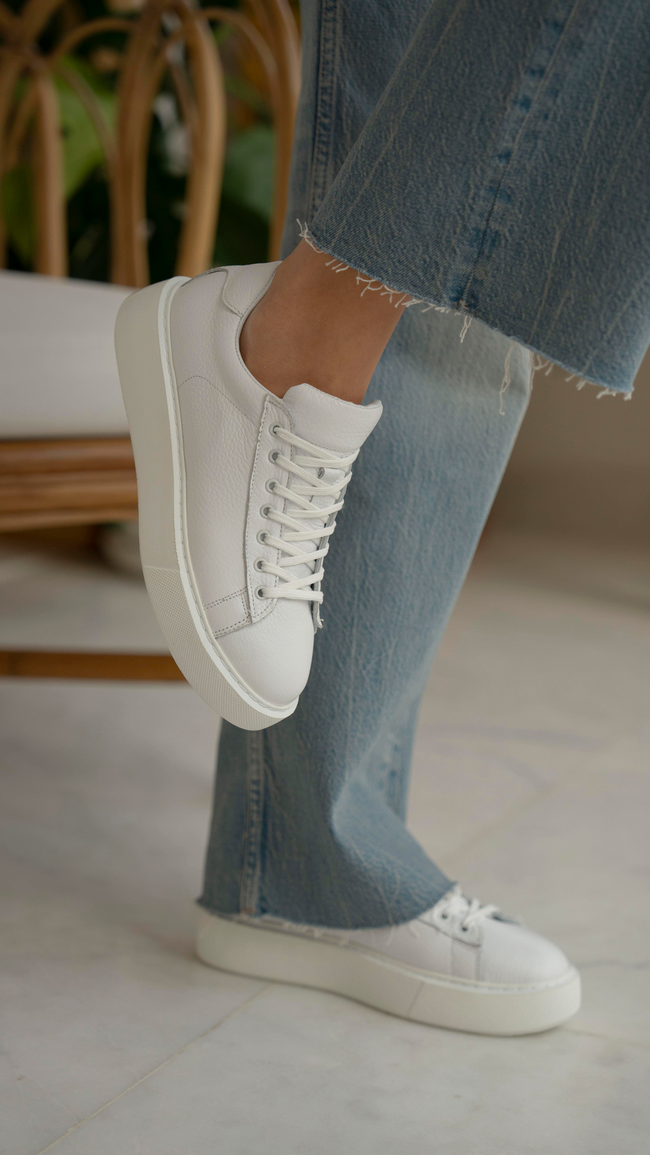 Cool Beyaz Deri   Hakiki Deri Kadın   Spor Ayakkabi