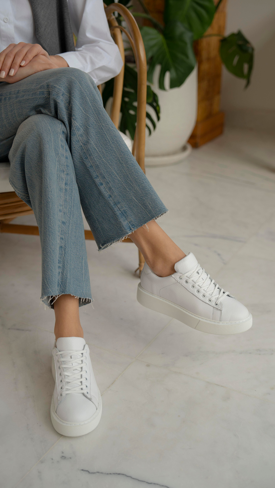 Cool Beyaz Deri   Hakiki Deri Kadın   Spor Ayakkabi