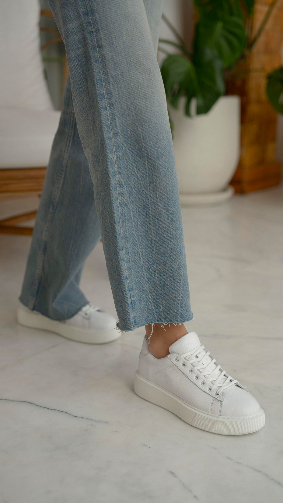 Cool Beyaz Deri   Hakiki Deri Kadın   Spor Ayakkabi