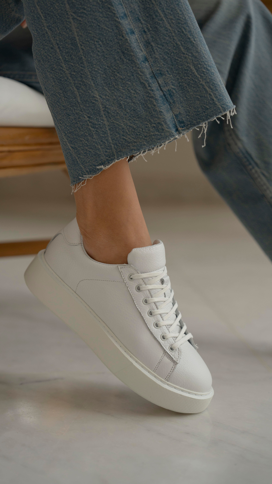 Cool Beyaz Deri   Hakiki Deri Kadın   Spor Ayakkabi