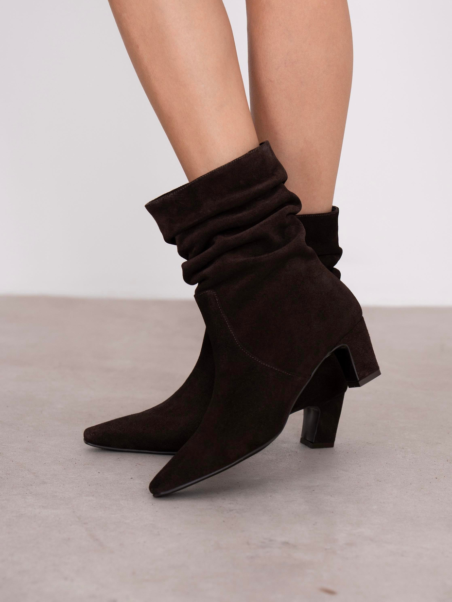 Cylin Kahve Süet Hakiki Deri Kadın Bot