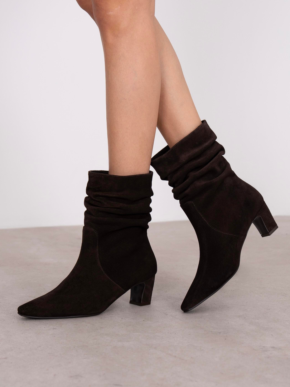 Cylin Kahve Süet Hakiki Deri Kadın Bot